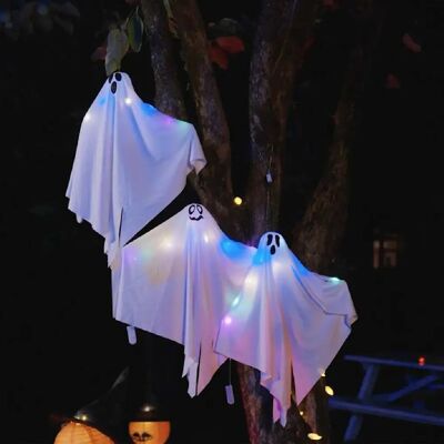 vidaXL Fantôme Suspendu Halloween avec 3 LED 3 pcs Blanc Polyester - Publicité vidaXL Fantôme Suspendu Halloween avec 3 LED 3 pcs Blanc Polyester - Publicité