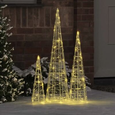 vidaXL Sapin de Noël 3 pcs Blanc chaud 20 x 20 x 80 cm Acrylique - Publicité vidaXL Sapin de Noël 3 pcs Blanc chaud 20 x 20 x 80 cm Acrylique - Publicité