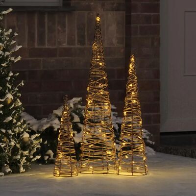 vidaXL Sapin de Noël 3 pcs Blanc chaud 20 x 20 x 80 cm Rotin - Publicité vidaXL Sapin de Noël 3 pcs Blanc chaud 20 x 20 x 80 cm Rotin - Publicité