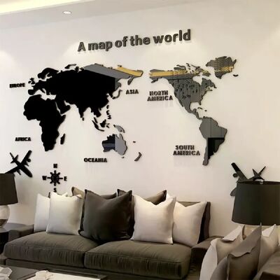 Générique Carte du monde murale 3D acrylique stickers muraux miroir tridimensionnel autocollants chambre bureau fond décoration murale autocollants~1487 - Publicité Générique Carte du monde murale 3D acrylique stickers muraux miroir tridimensionnel autocollants chambre bureau fond décoration murale autocollants~1487 - Publicité