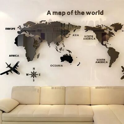 Générique Carte du monde murale 3D acrylique stickers muraux miroir tridimensionnel autocollants chambre bureau fond décoration murale autocollants~1203 - Publicité Générique Carte du monde murale 3D acrylique stickers muraux miroir tridimensionnel autocollants chambre bureau fond décoration murale autocollants~1203 - Publicité