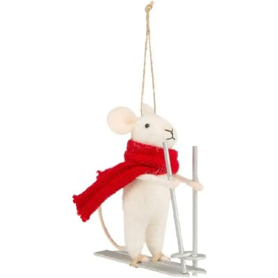 Sass & Belle Souris sur skis feutre Cintre de Noël - Publicité Sass & Belle Souris sur skis feutre Cintre de Noël - Publicité