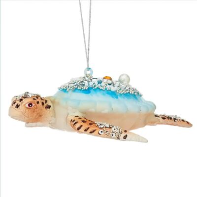 Sass & Belle Tortue carapace bleue pailletée boule de Noël - Publicité Sass & Belle Tortue carapace bleue pailletée boule de Noël - Publicité