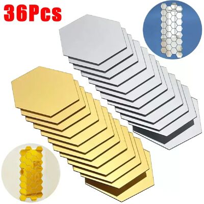 Générique Lot de 36 autocollants muraux 3D en acrylique avec mini miroir hexagonal, autocollants amovibles, décoration de chambre à coucher~00586 - Publicité Générique Lot de 36 autocollants muraux 3D en acrylique avec mini miroir hexagonal, autocollants amovibles, décoration de chambre à coucher~00586 - Publicité