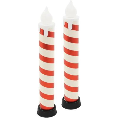 Ecd Germany 2x bougies à LED forme de sucre d’orge XXL 82 cm rouge blanc sur avec minuterie - Publicité Ecd Germany 2x bougies à LED forme de sucre d’orge XXL 82 cm rouge blanc sur avec minuterie - Publicité