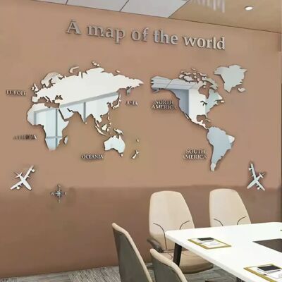Générique Carte du monde murale 3D acrylique stickers muraux miroir tridimensionnel autocollants chambre bureau fond décoration murale autocollants~01012 - Publicité Générique Carte du monde murale 3D acrylique stickers muraux miroir tridimensionnel autocollants chambre bureau fond décoration murale autocollants~01012 - Publicité