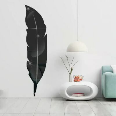 Générique Grand autocollant mural miroir 3D en forme de plume pour salon, décoration d'intérieur, autocollant en vinyle acrylique à faire soi-même~00537 - Publicité Générique Grand autocollant mural miroir 3D en forme de plume pour salon, décoration d'intérieur, autocollant en vinyle acrylique à faire soi-même~00537 - Publicité