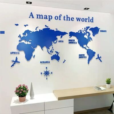 Générique Carte du monde murale 3D acrylique stickers muraux miroir tridimensionnel autocollants chambre bureau fond décoration murale autocollants~01013 - Publicité Générique Carte du monde murale 3D acrylique stickers muraux miroir tridimensionnel autocollants chambre bureau fond décoration murale autocollants~01013 - Publicité