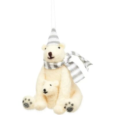 Sass & Belle Ours polaire avec bébé en feutre cintre de Noël - Publicité Sass & Belle Ours polaire avec bébé en feutre cintre de Noël - Publicité