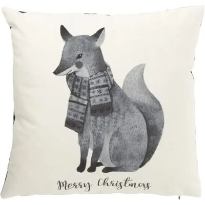 J-Line Coussin Merry Christmas en polyester blanc 45x45x13 cm - Publicité J-Line Coussin Merry Christmas en polyester blanc 45x45x13 cm - Publicité