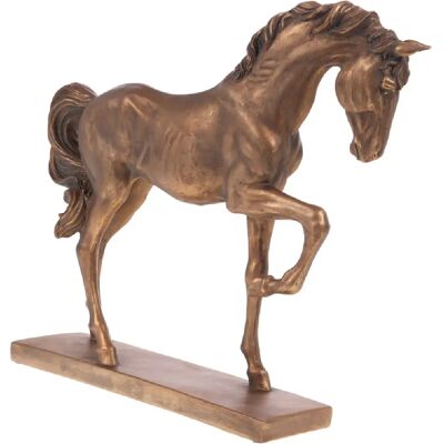 Amadeus Cheval sur socle en résine dorée patinée 55 cm - Publicité Amadeus Cheval sur socle en résine dorée patinée 55 cm - Publicité