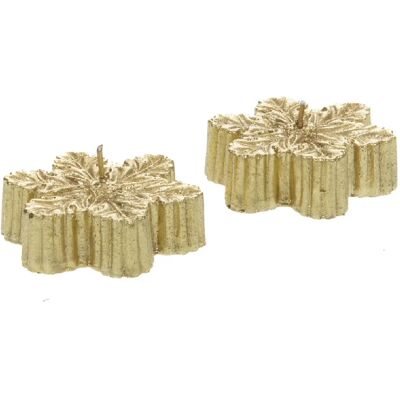 Amadeus Lot de 2 bougies feuilles dorées - Publicité Amadeus Lot de 2 bougies feuilles dorées - Publicité