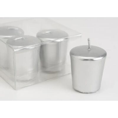 Amadeus Lot de 4 bougies votive - Argent - Publicité Amadeus Lot de 4 bougies votive - Argent - Publicité
