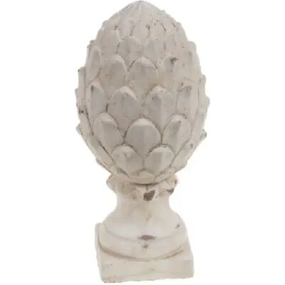 Amadeus Statuette pomme de pin en patine blanche H19 cm - Publicité Amadeus Statuette pomme de pin en patine blanche H19 cm - Publicité