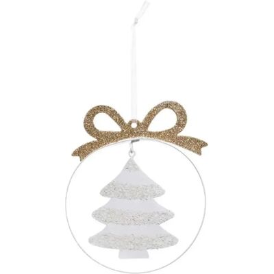 ATMOSPHERA Sujet de Noël Sapin avec Nœud 11cm Blanc & Or - Publicité ATMOSPHERA Sujet de Noël Sapin avec Nœud 11cm Blanc & Or - Publicité