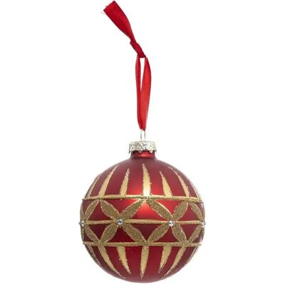 ATMOSPHERA Boule de Noël Strass Féerie Folk 8cm Rouge - Publicité ATMOSPHERA Boule de Noël Strass Féerie Folk 8cm Rouge - Publicité