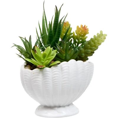ATMOSPHERA Composition Artificielle Pot Coquillage Ocea 20cm Blanc - Publicité ATMOSPHERA Composition Artificielle Pot Coquillage Ocea 20cm Blanc - Publicité