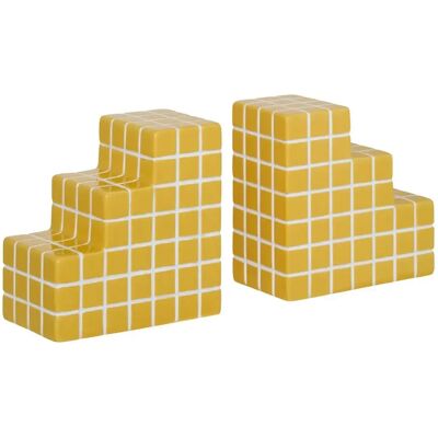 ATMOSPHERA Lot de 2 Serre-livres en Céramique Poolside 14cm Jaune - Publicité ATMOSPHERA Lot de 2 Serre-livres en Céramique Poolside 14cm Jaune - Publicité
