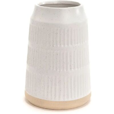 Amadeus Vase décoratif en grès - Blanc et beige - Publicité Amadeus Vase décoratif en grès - Blanc et beige - Publicité