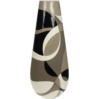 Amadeus Vase rond en résine - Noir et beige - Publicité Amadeus Vase rond en résine - Noir et beige - Publicité