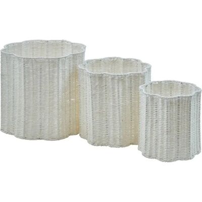 ATMOSPHERA Lot de 3 Paniers Effet Corde Bloomy 38cm Blanc - Publicité ATMOSPHERA Lot de 3 Paniers Effet Corde Bloomy 38cm Blanc - Publicité