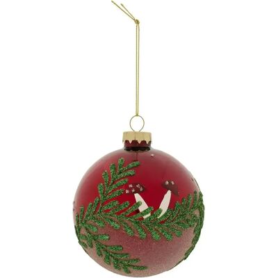 ATMOSPHERA Boule de Noël en Verre Branches 9cm Rouge - Publicité ATMOSPHERA Boule de Noël en Verre Branches 9cm Rouge - Publicité