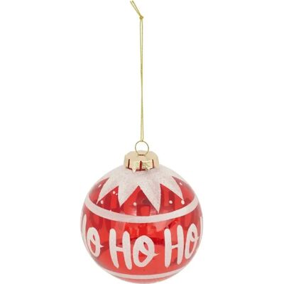 ATMOSPHERA Boule de Noël en Verre Ho Ho Ho 9cm Rouge & Blanc - Publicité ATMOSPHERA Boule de Noël en Verre Ho Ho Ho 9cm Rouge & Blanc - Publicité