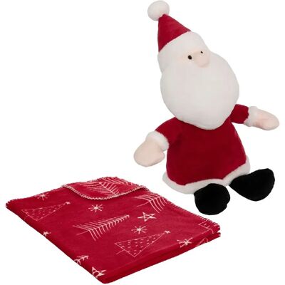 ATMOSPHERA Plaid 90x75 cm et peluche père Noël - Rouge - Publicité ATMOSPHERA Plaid 90x75 cm et peluche père Noël - Rouge - Publicité