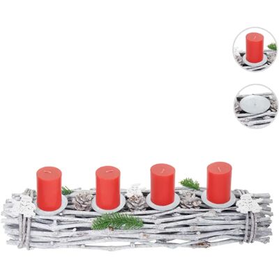 Mendler Couronne de l'Avent XXL Bois Blanc/Gris - Publicité Mendler Couronne de l'Avent XXL Bois Blanc/Gris - Publicité