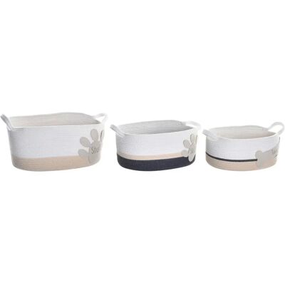 DKD Home Decor Set basket Coton - Publicité DKD Home Decor Set basket Coton - Publicité