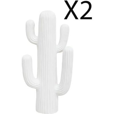 Pegane Cactus décoratifs d'extérieur - Lot de 2 - Blanc - Publicité Pegane Cactus décoratifs d'extérieur - Lot de 2 - Blanc - Publicité