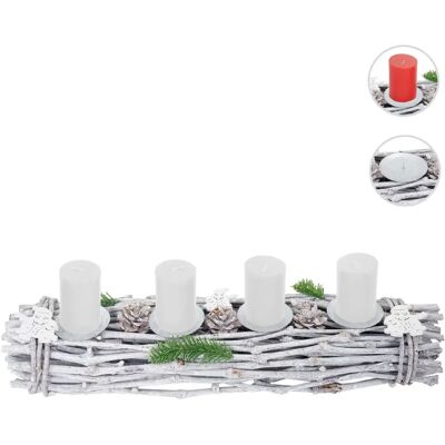 Mendler Couronne Avent Bois Blanc-Gris - Publicité Mendler Couronne Avent Bois Blanc-Gris - Publicité