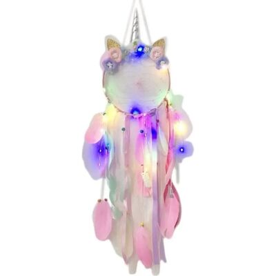 Eurowebbiz Couronne de Fleurs Rose de Licorne avec Capteur de Rêves LED - Attrape-rêves - Publicité Eurowebbiz Couronne de Fleurs Rose de Licorne avec Capteur de Rêves LED - Attrape-rêves - Publicité