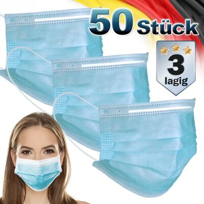 ECD Germany Masques Faciaux 50 Pièces - Bleu - Publicité ECD Germany Masques Faciaux 50 Pièces - Bleu - Publicité