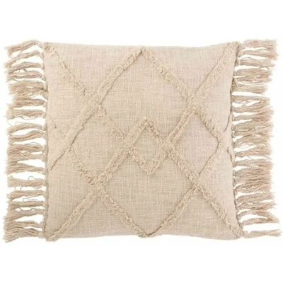 Paris Prix Coussin Déco Franges Losange 50x50cm - Crème - Publicité Paris Prix Coussin Déco Franges Losange 50x50cm - Crème - Publicité