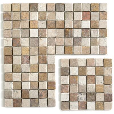 Pegane Carrelage Mosaïque en Marbre Multicolore - 30 x 30 cm - Publicité Pegane Carrelage Mosaïque en Marbre Multicolore - 30 x 30 cm - Publicité