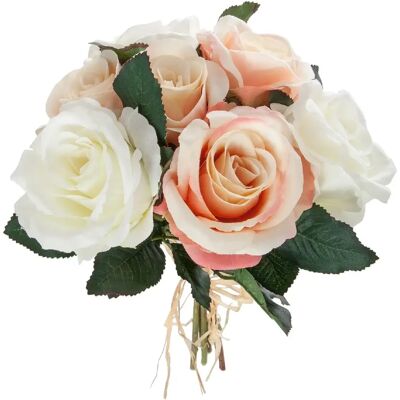 ATMOSPHERA Bouquet de 7 Roses vieillies - H. 30 cm - Blanc et rose - Publicité ATMOSPHERA Bouquet de 7 Roses vieillies - H. 30 cm - Blanc et rose - Publicité