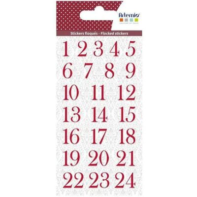 Artemio Autocollants chiffres calendrier de l'Avent - Rouge - Publicité Artemio Autocollants chiffres calendrier de l'Avent - Rouge - Publicité