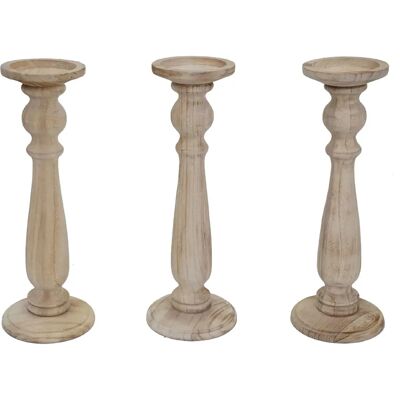 DECOSHOP26 - 3-C Candélabres Vintage - Bois de paulownia - Hauteur 35 cm - Candélabres - Publicité DECOSHOP26 - 3-C Candélabres Vintage - Bois de paulownia - Hauteur 35 cm - Candélabres - Publicité