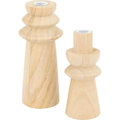ATMOSPHERA Duo de bougeoirs en bois - Beige - Publicité ATMOSPHERA Duo de bougeoirs en bois - Beige - Publicité