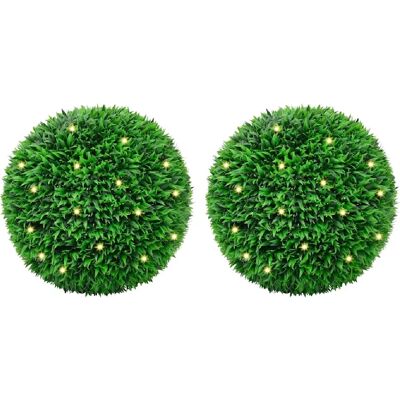 vidaXL Boules de Buis Artificielles avec Éclairages LED 2 pcs Vert 55 cm - Boules de Buis Artificielles - Publicité vidaXL Boules de Buis Artificielles avec Éclairages LED 2 pcs Vert 55 cm - Boules de Buis Artificielles - Publicité