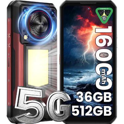 Smartphone Oukitel WP56 Rouge : 6.8" FHD+,12Go+512Go+2To, 16000mAh, Android 15, Dual SIM 5G,NFC, Empreinte digitale, Lampe de Camp, Téléphone Portable-524g - Publicité Smartphone Oukitel WP56 Rouge : 6.8" FHD+,12Go+512Go+2To, 16000mAh, Android 15, Dual SIM 5G,NFC, Empreinte digitale, Lampe de Camp, Téléphone Portable-524g - Publicité