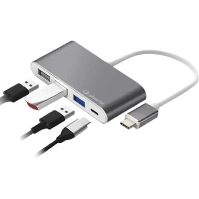 SilverHT 112001140199 Concentrateur USB-C - Gris - Publicité SilverHT 112001140199 Concentrateur USB-C - Gris - Publicité
