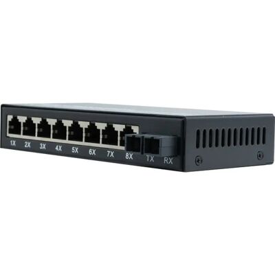 Dexlan Switch 8 ports 10/100 et convertisseur fibre optique 100FX SC Monomode 25Km - Publicité Dexlan Switch 8 ports 10/100 et convertisseur fibre optique 100FX SC Monomode 25Km - Publicité