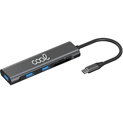 Hub USB-C Cool 5 en 1 Aluminium - Type-C vers 3 USB 3.0, SD, Micro SD - Publicité Hub USB-C Cool 5 en 1 Aluminium - Type-C vers 3 USB 3.0, SD, Micro SD - Publicité