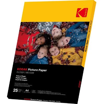 Papier Photo Kodak 25 Feuilles - Brillant - A4 - 180g/m² - Publicité Papier Photo Kodak 25 Feuilles - Brillant - A4 - 180g/m² - Publicité