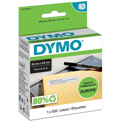 Dymo Pack de 500 étiquettes d'adresse de retour pour LabelWriter - 25 x 54 mm - Publicité Dymo Pack de 500 étiquettes d'adresse de retour pour LabelWriter - 25 x 54 mm - Publicité