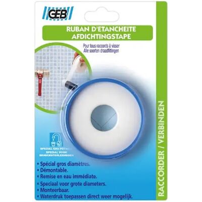 Ruban d'étanchéité PTFE GEB 19mmx15m - Tuyaux d'eau et chauffage - Publicité Ruban d'étanchéité PTFE GEB 19mmx15m - Tuyaux d'eau et chauffage - Publicité