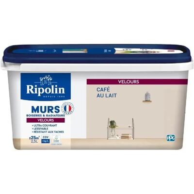 Peinture murs et radiateurs RIPOLIN - Café au lait velours - 2,5L - Publicité Peinture murs et radiateurs RIPOLIN - Café au lait velours - 2,5L - Publicité