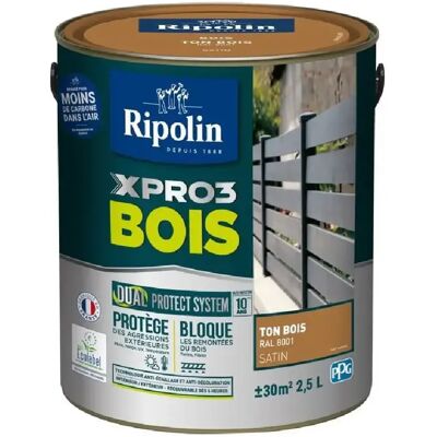 Peinture bois - RIPOLIN - 8001 - Ton Bois - Satiné - 2,5L - Publicité Peinture bois - RIPOLIN - 8001 - Ton Bois - Satiné - 2,5L - Publicité